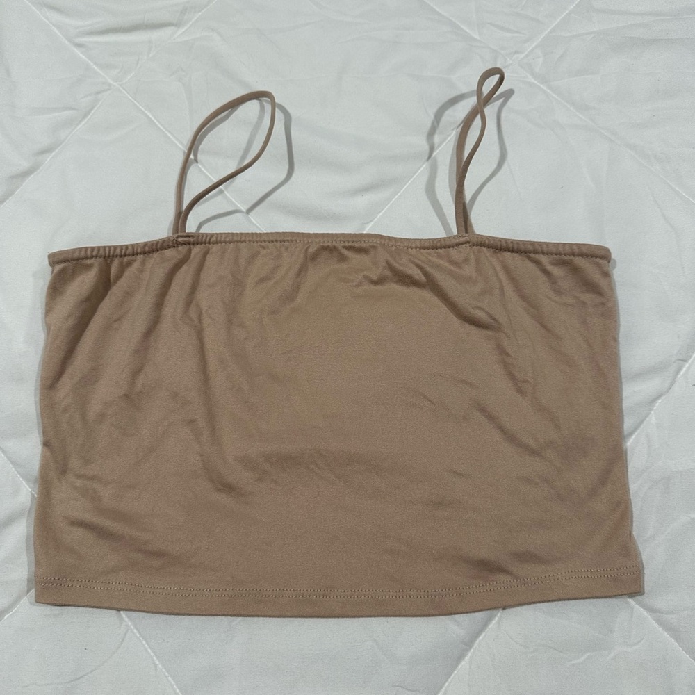 Tan Spaghetti Strap Crop Top